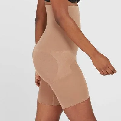 New - ASSETS by SPANX Women's Remarkable Results High-Waist Midthigh Thigh Shapers - Café Au Lait 1X