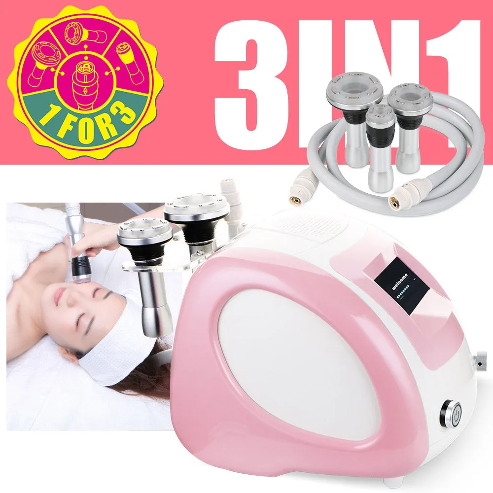 Pink 3in1 Vacuum Radio Frequency Photon Massage Machine Body Face Radio Frequency Slimming