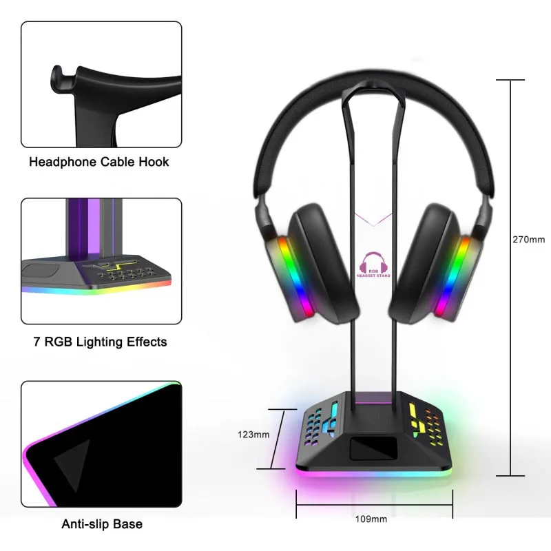 RGB Headphone Stand,Flexible Gamers Earphones Hangers