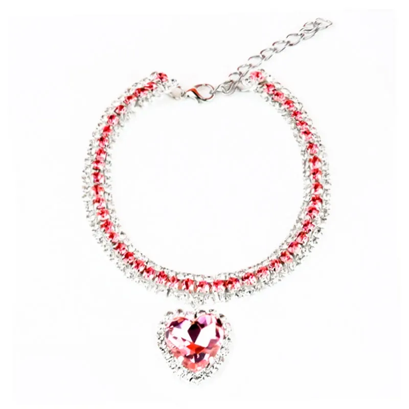 Rhinestone Pearl Necklace Dog & Cat Collar | Elegant Pet Jewelry with Sparkling Pendant