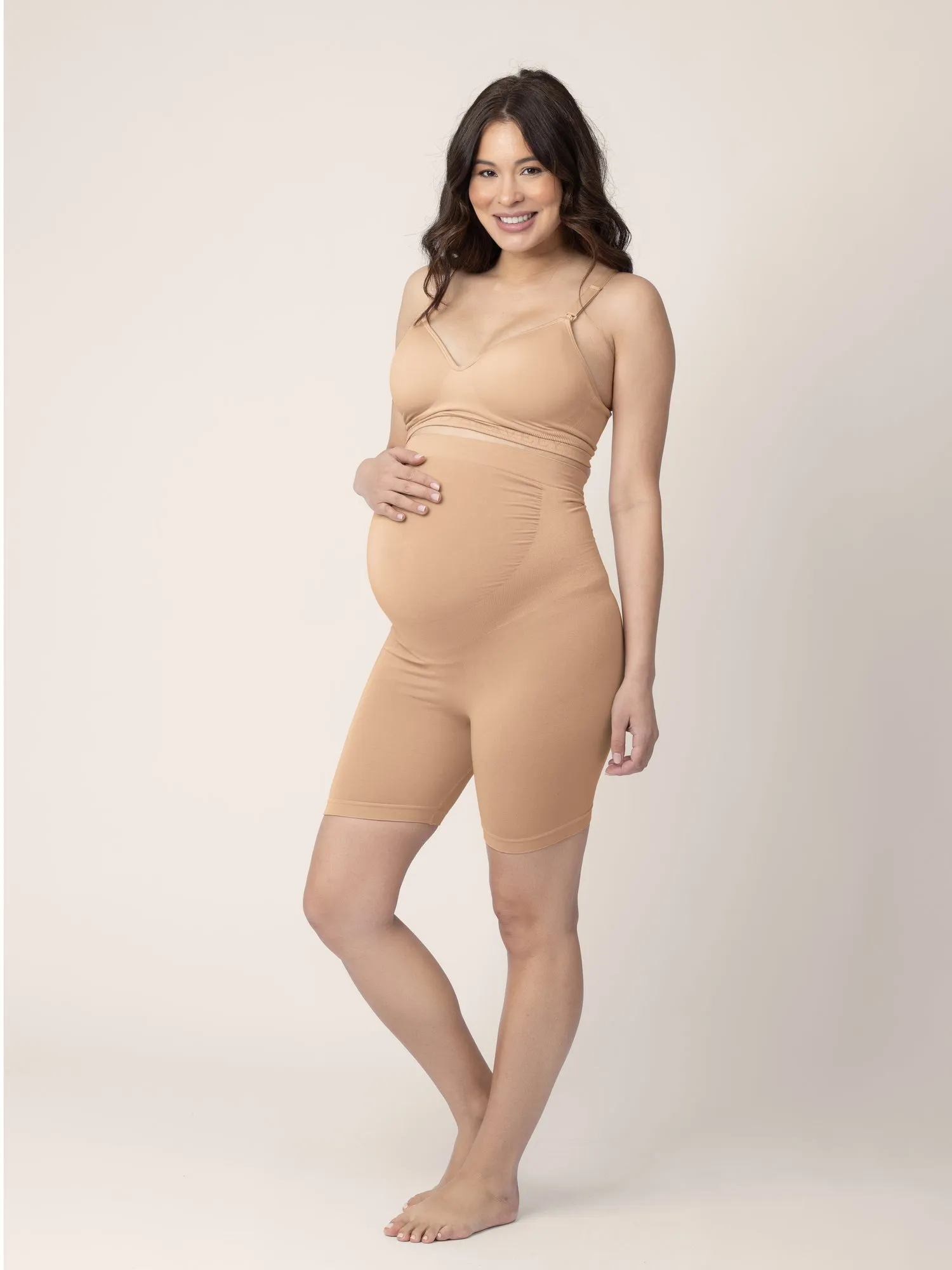 Seamless Bamboo Maternity No Rub Short | Beige