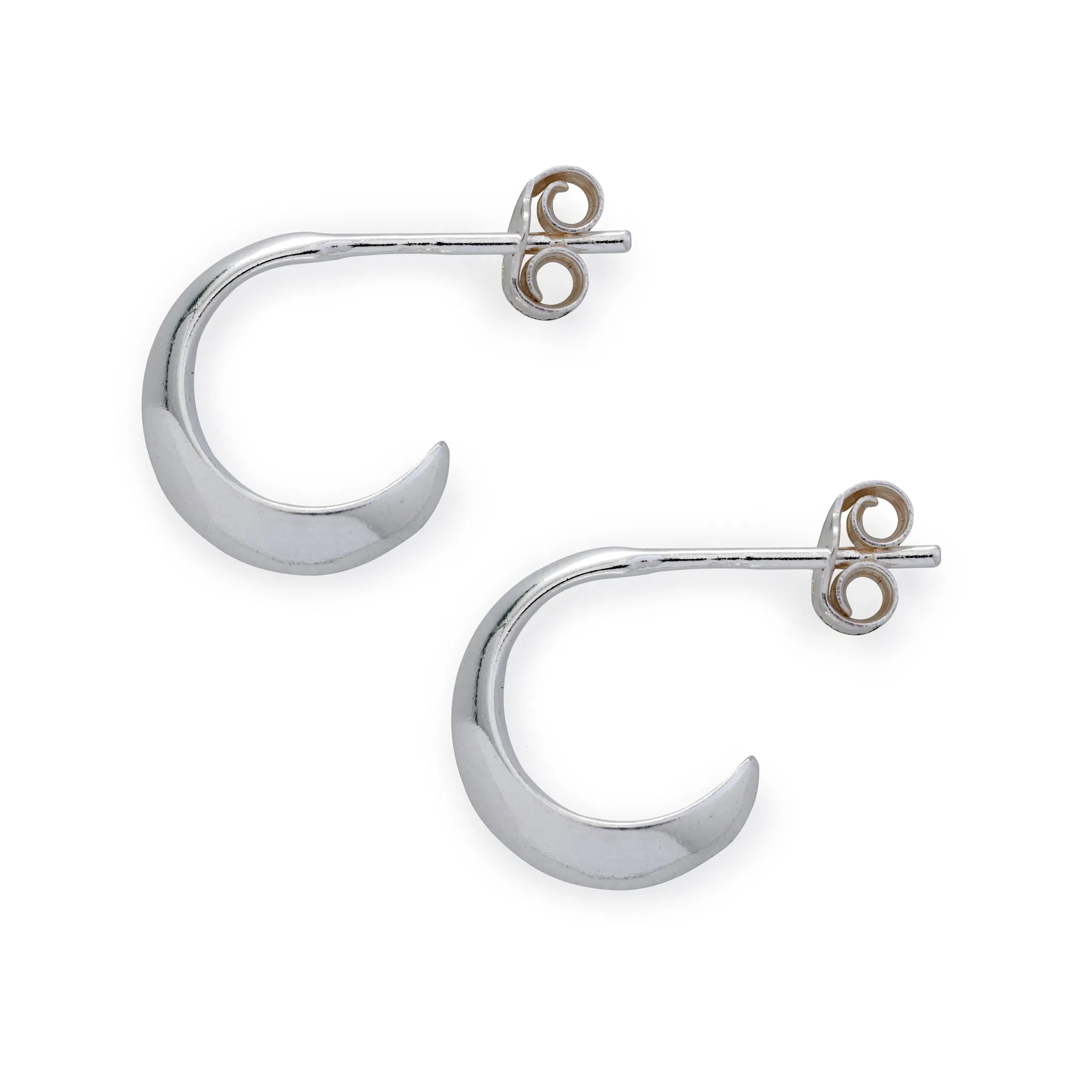 Silver Crescent Hoop Earrings