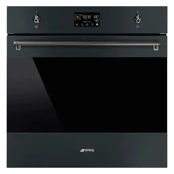 Smeg 60cm Classic Pyrolytic Steam Oven with Probe - Matte Black