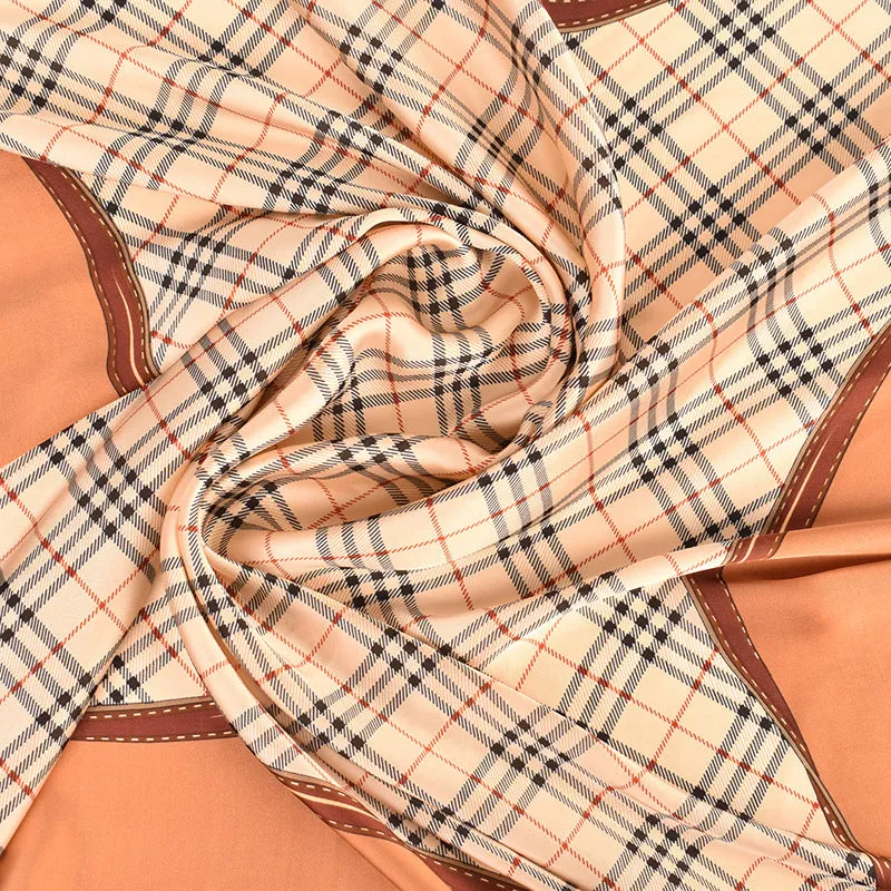 Temperament Plaid Chain Print Square Scarf Silk Scarf 90*90cm Decorative Scarf