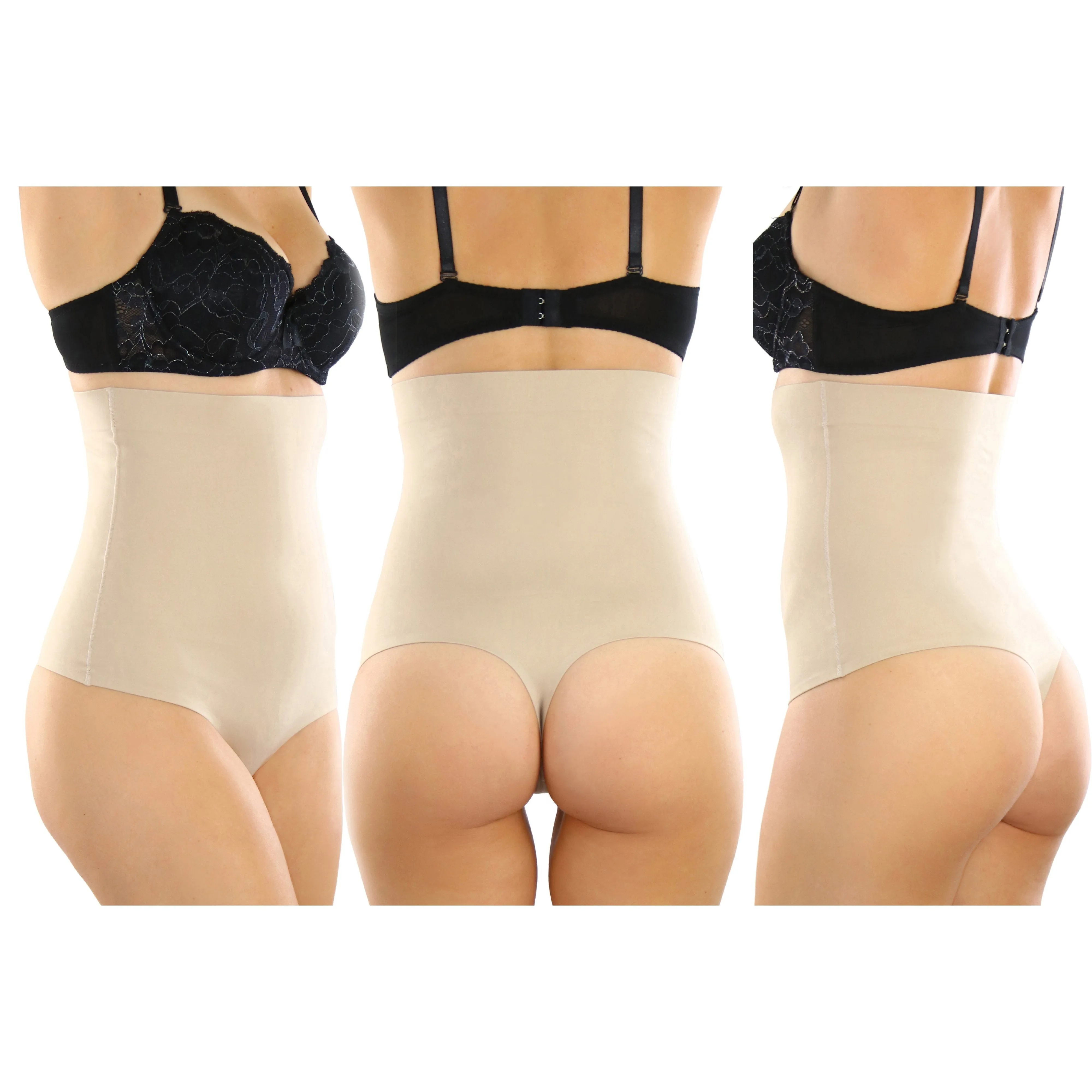 ToBeInStyle Women's High Waisted Smooth and Silky Torso Control Thong Shapewear