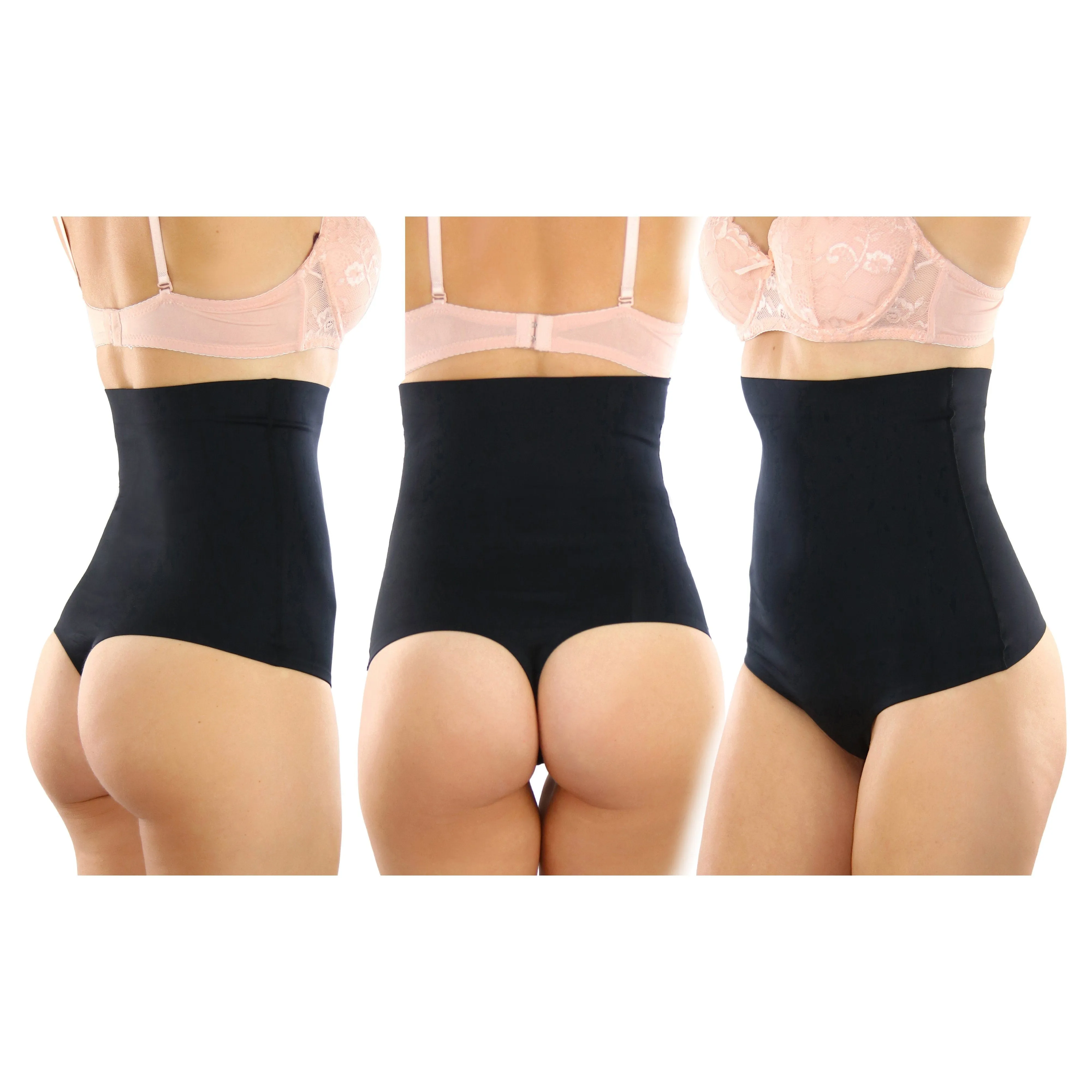 ToBeInStyle Women's High Waisted Smooth and Silky Torso Control Thong Shapewear