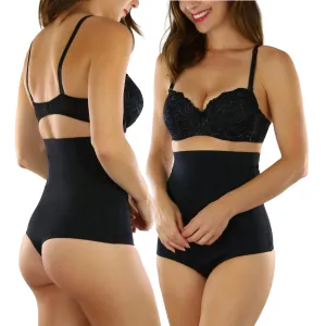 ToBeInStyle Women's High Waisted Smooth and Silky Torso Control Thong Shapewear