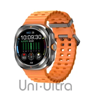 UniWatch Watch Ultra 47mm - On/Off Logo & BT Calling (100h Battery, GPS, Quick Button, Sapphire Glass & Titanium, IP68, BP & ECG Monitor) 1-Year Warranty - UltraPods (Free Gift)