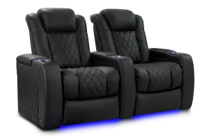 Valencia Tuscany Luxury Leather Home Theater Seating Row of 2, Onyx