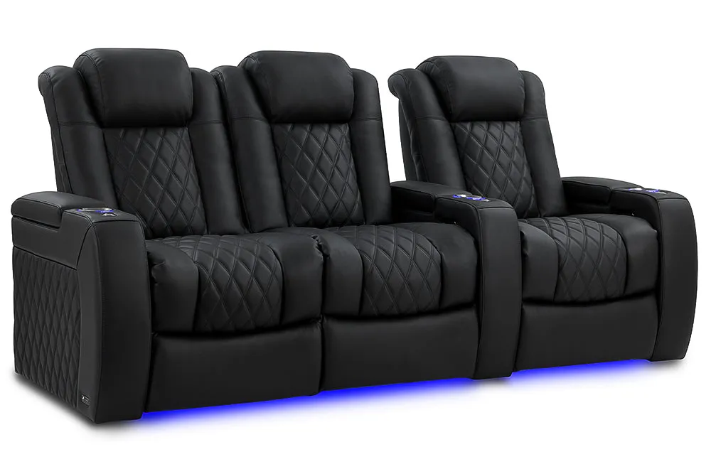 Valencia Tuscany Luxury Leather Home Theater Seating Row of 3 Loveseat Left, Onyx