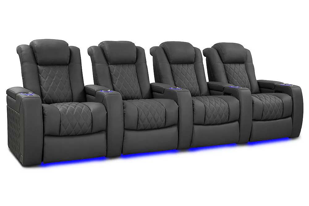 Valencia Tuscany Luxury Leather Home Theater Seating Row of 4, Graphite