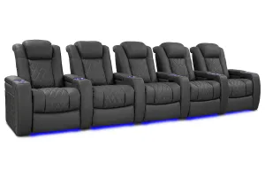 Valencia Tuscany Luxury Leather Home Theater Seating Row of 5, Graphite