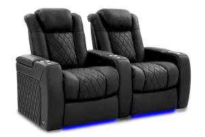 Valencia Tuscany Ultimate Luxury Leather Home Theater Seating Row of 2, Onyx