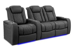 Valencia Tuscany Ultimate Luxury Leather Home Theater Seating Row of 3 Loveseat Right, Graphite