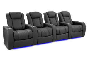 Valencia Tuscany Ultimate Luxury Leather Home Theater Seating Row of 4, Graphite