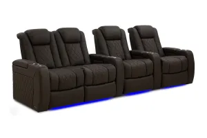 Valencia Tuscany Ultimate Luxury Leather Home Theater Seating Row of 4 Loveseat Left, Dark Roast