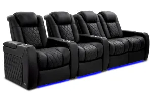 Valencia Tuscany Ultimate Luxury Leather Home Theater Seating Row of 4 Loveseat Right, Onyx