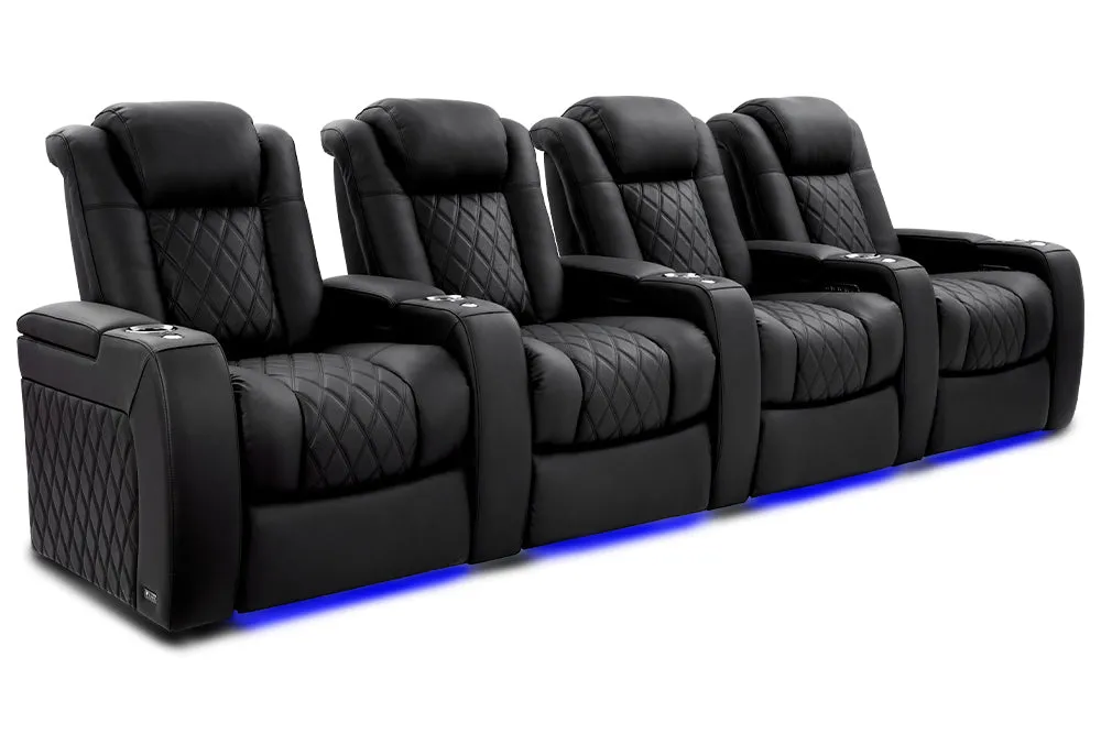 Valencia Tuscany Ultimate Luxury Leather Home Theater Seating Row of 4, Onyx