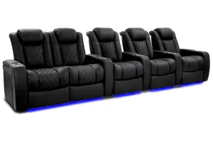 Valencia Tuscany Ultimate Luxury Leather Home Theater Seating Row of 5 Loveseat Left, Onyx