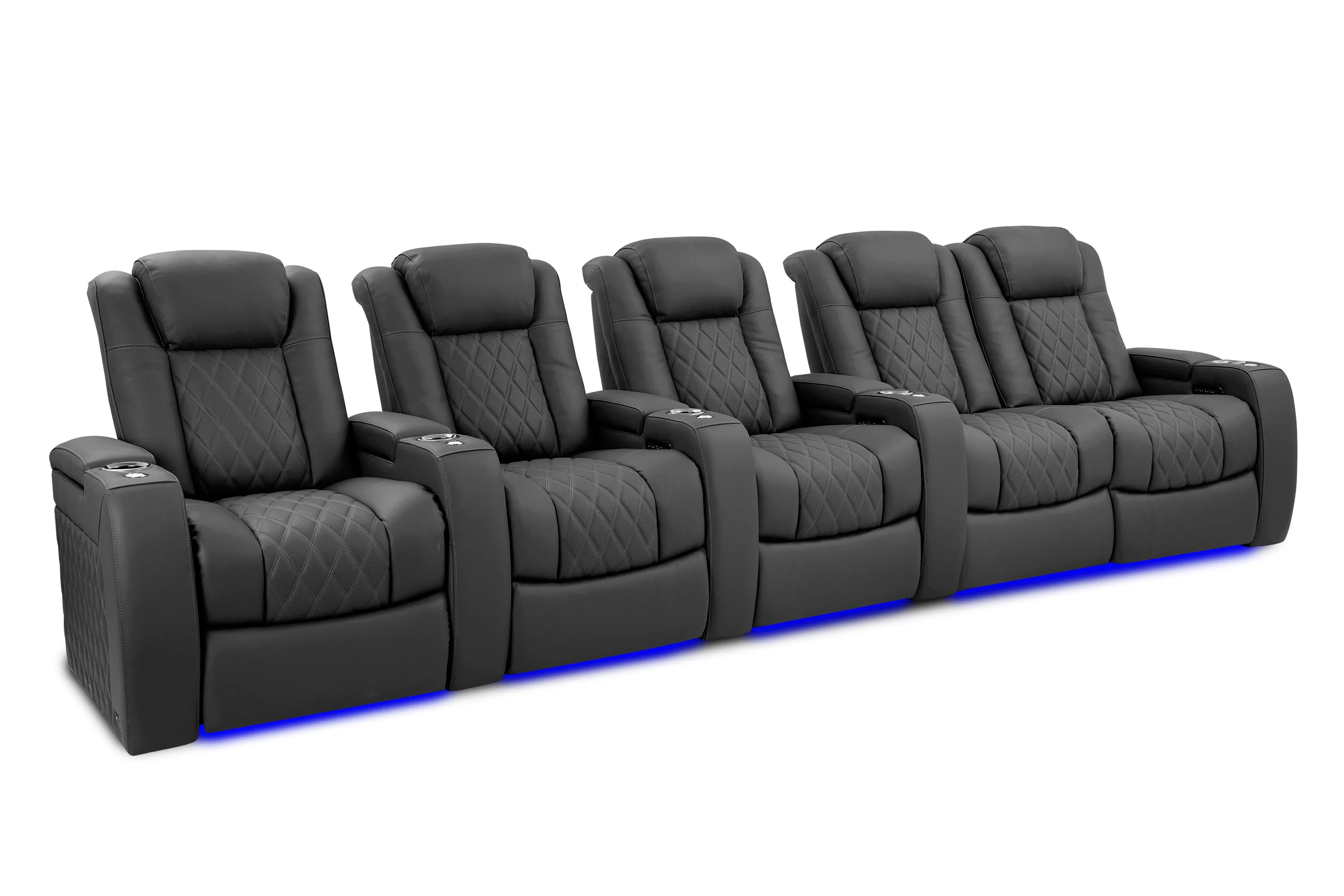 Valencia Tuscany Ultimate Luxury Leather Home Theater Seating Row of 5 Loveseat Right, Graphite