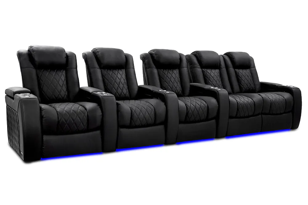 Valencia Tuscany Ultimate Luxury Leather Home Theater Seating Row of 5 Loveseat Right, Onyx