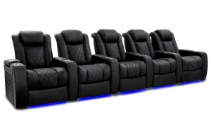 Valencia Tuscany Ultimate Luxury Leather Home Theater Seating Row of 5, Onyx