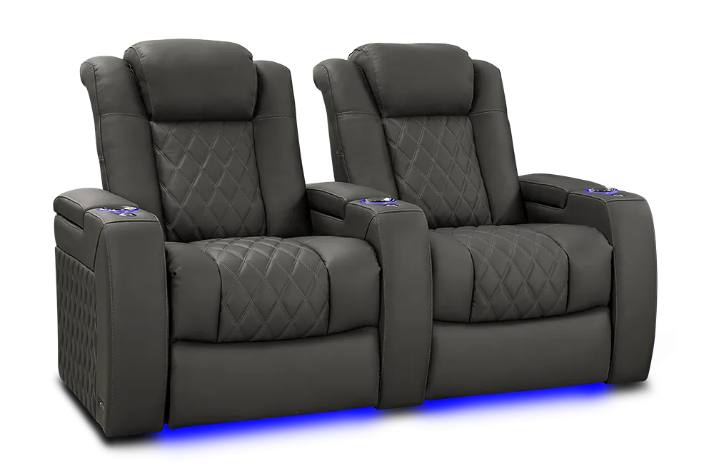 Valencia Tuscany XL Luxury Leather Home Theater Seating Row of 2, Graphite