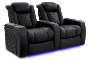 Valencia Tuscany XL Luxury Leather Home Theater Seating Row of 2, Onyx