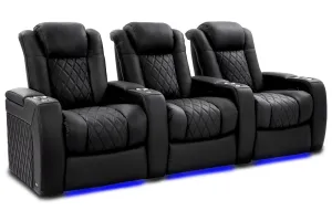 Valencia Tuscany XL Luxury Leather Home Theater Seating Row of 3, Onyx