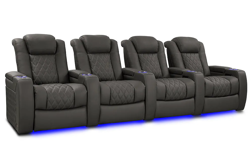 Valencia Tuscany XL Luxury Leather Home Theater Seating Row of 4, Graphite