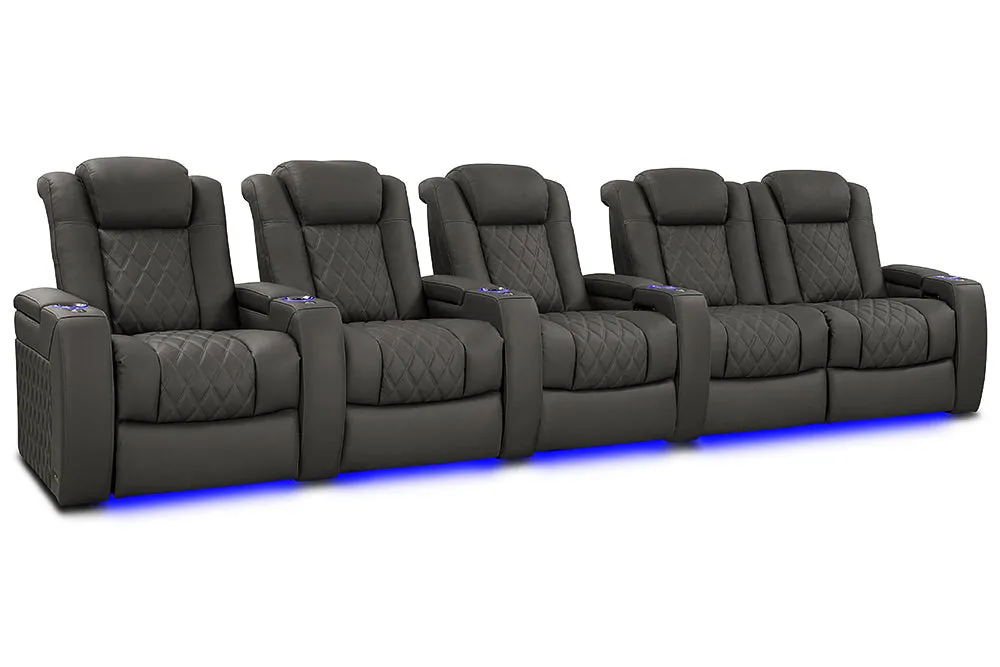 Valencia Tuscany XL Luxury Leather Home Theater Seating Row of 5 Loveseat Right, Graphite