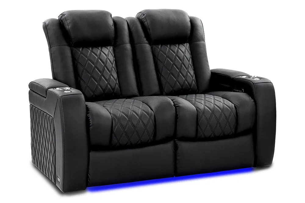 Valencia Tuscany XL Ultimate Luxury Leather Home Theater Seating Row of 2 Loveseat, Onyx