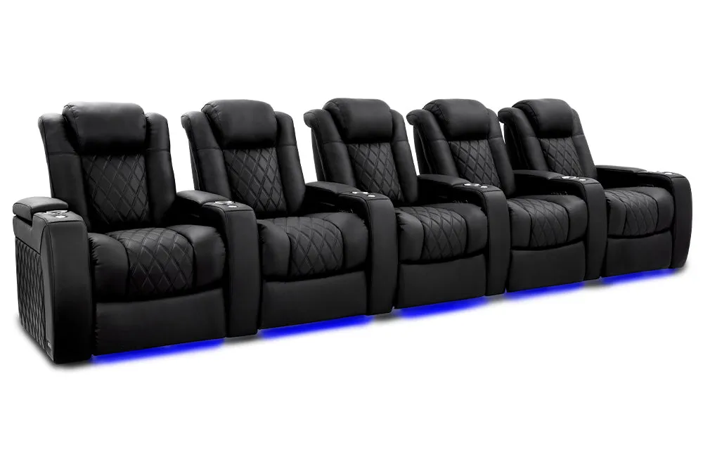 Valencia Tuscany XL Ultimate Luxury Leather Home Theater Seating Row of 5, Onyx