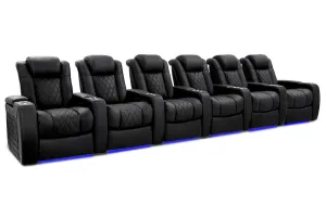 Valencia Tuscany XL Ultimate Luxury Leather Home Theater Seating Row of 6, Onyx