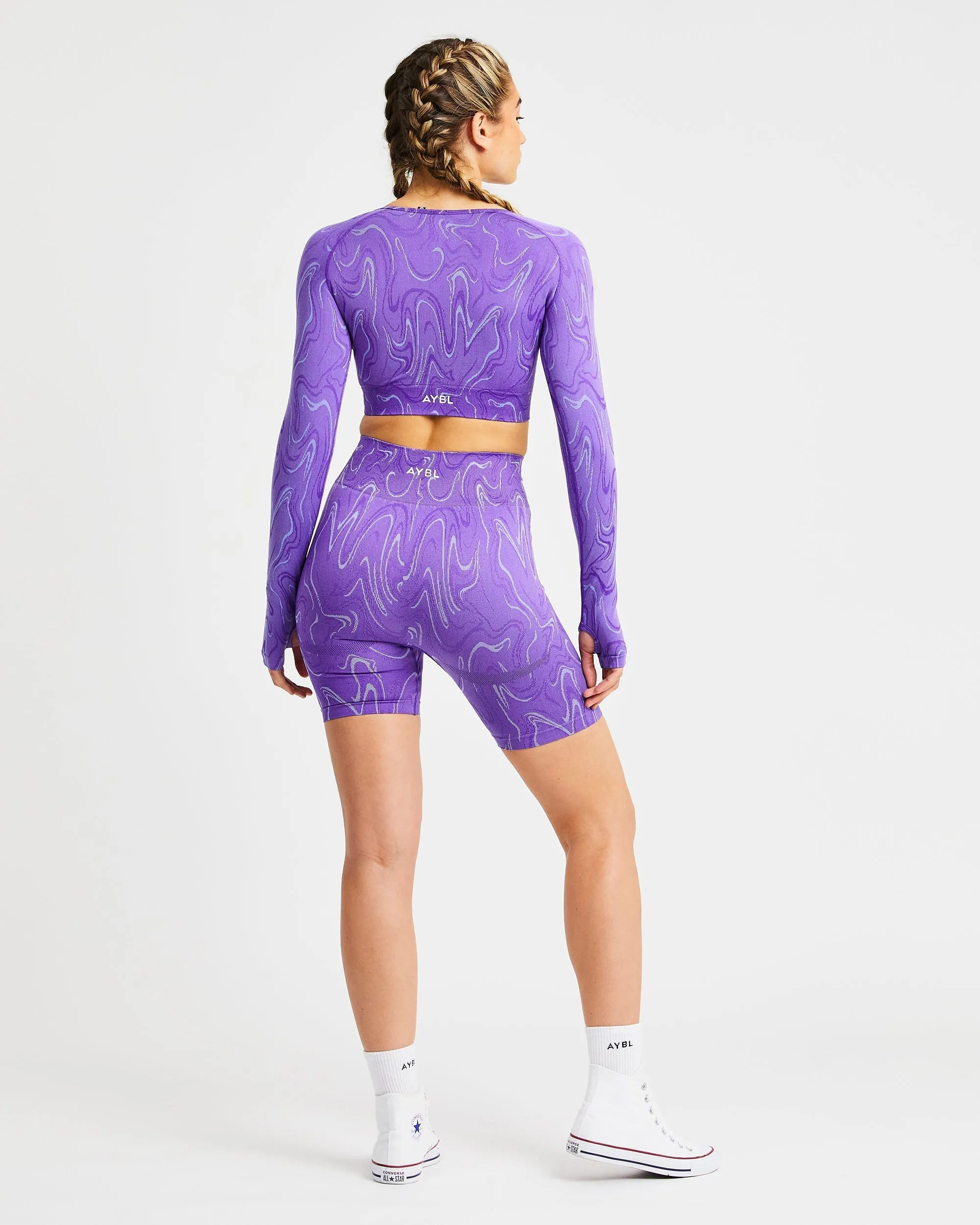 Velocity Seamless Long Sleeve Crop Top - Purple