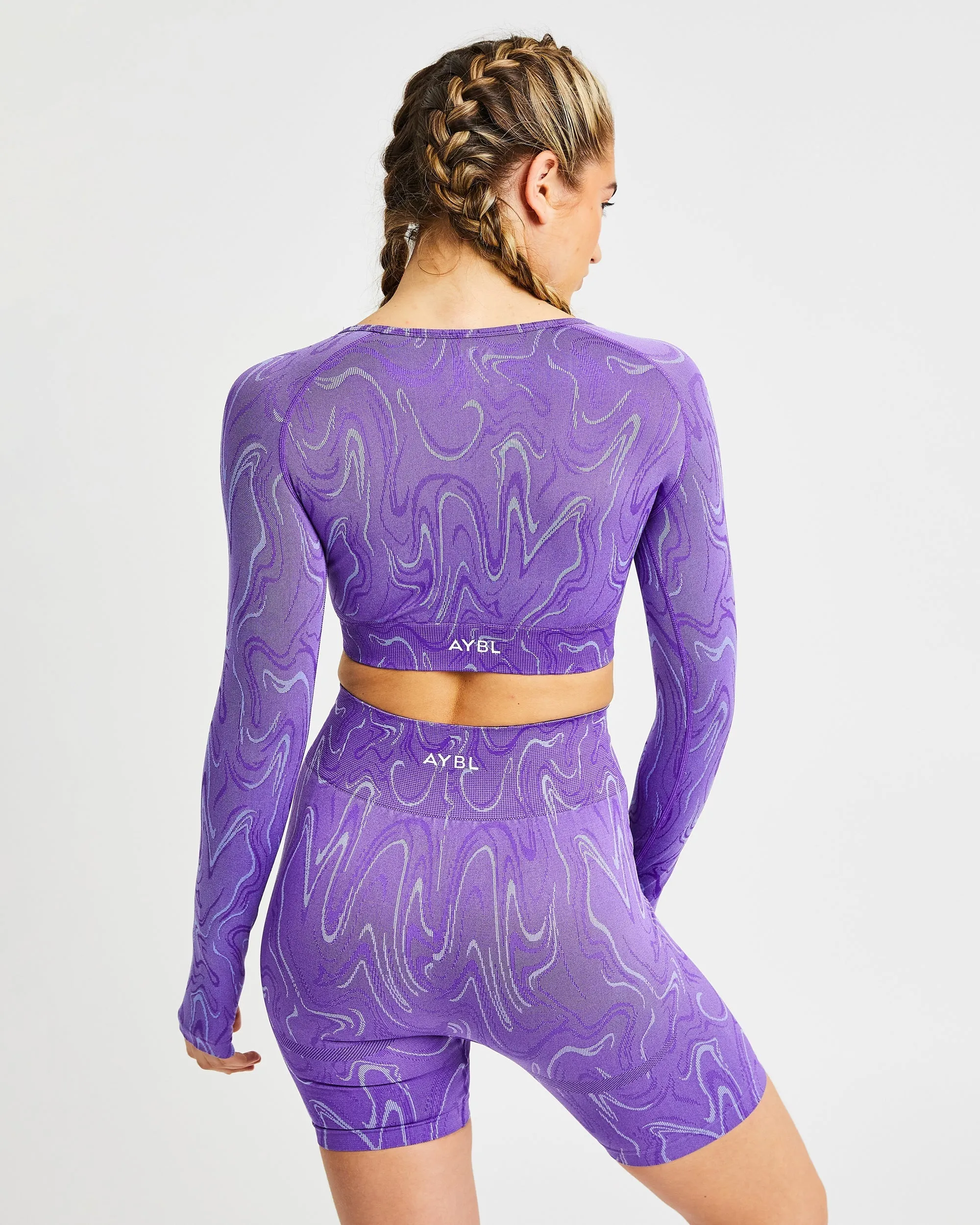 Velocity Seamless Long Sleeve Crop Top - Purple