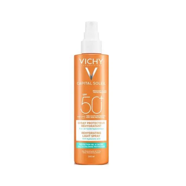 Vichy - Capital Soleil Rehydrating Light Spray With Hyaluronic Acid Salt & Chlorine Protection Spf 50 