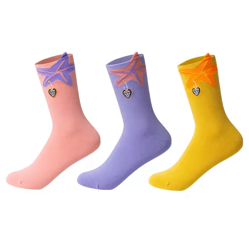 Women's Anti-Bacterial Embroidery Cotton Socks (3pcs Pack)